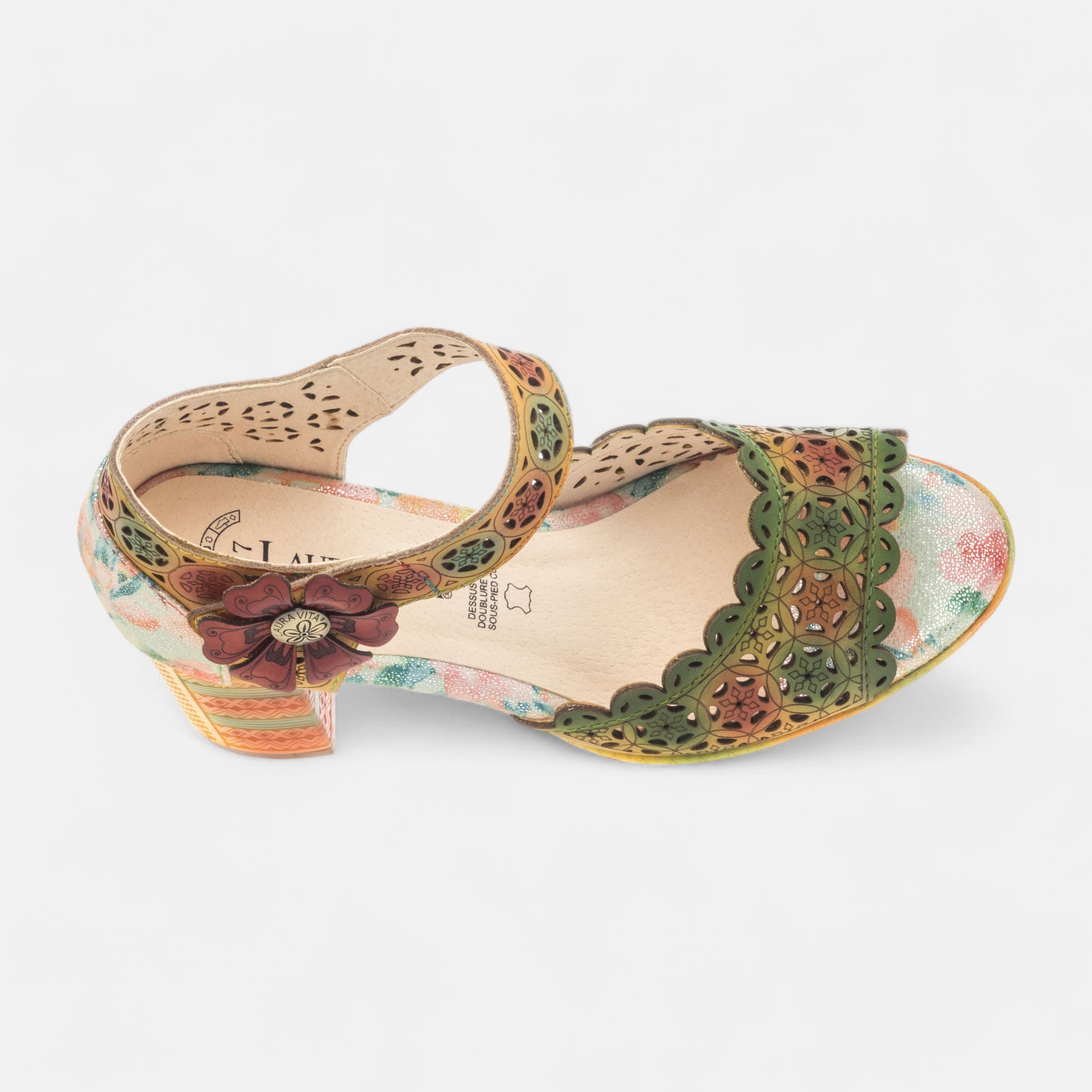 Nu-pieds à talon Femme en cuir jaune