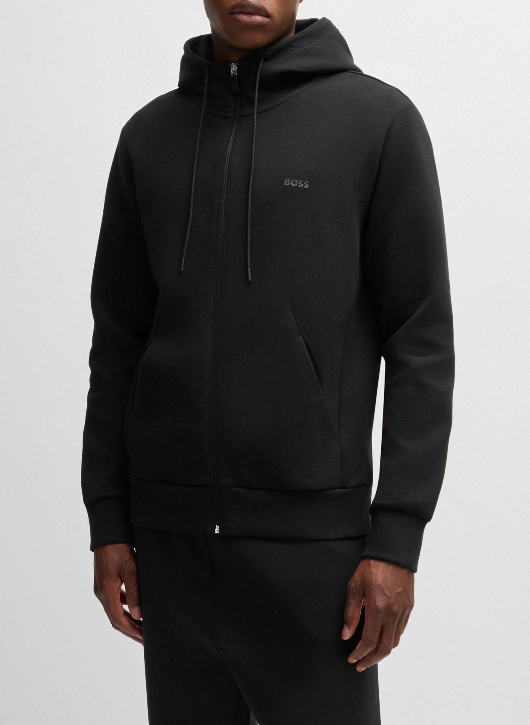 Sweat à capuche zippé en coton | Noir