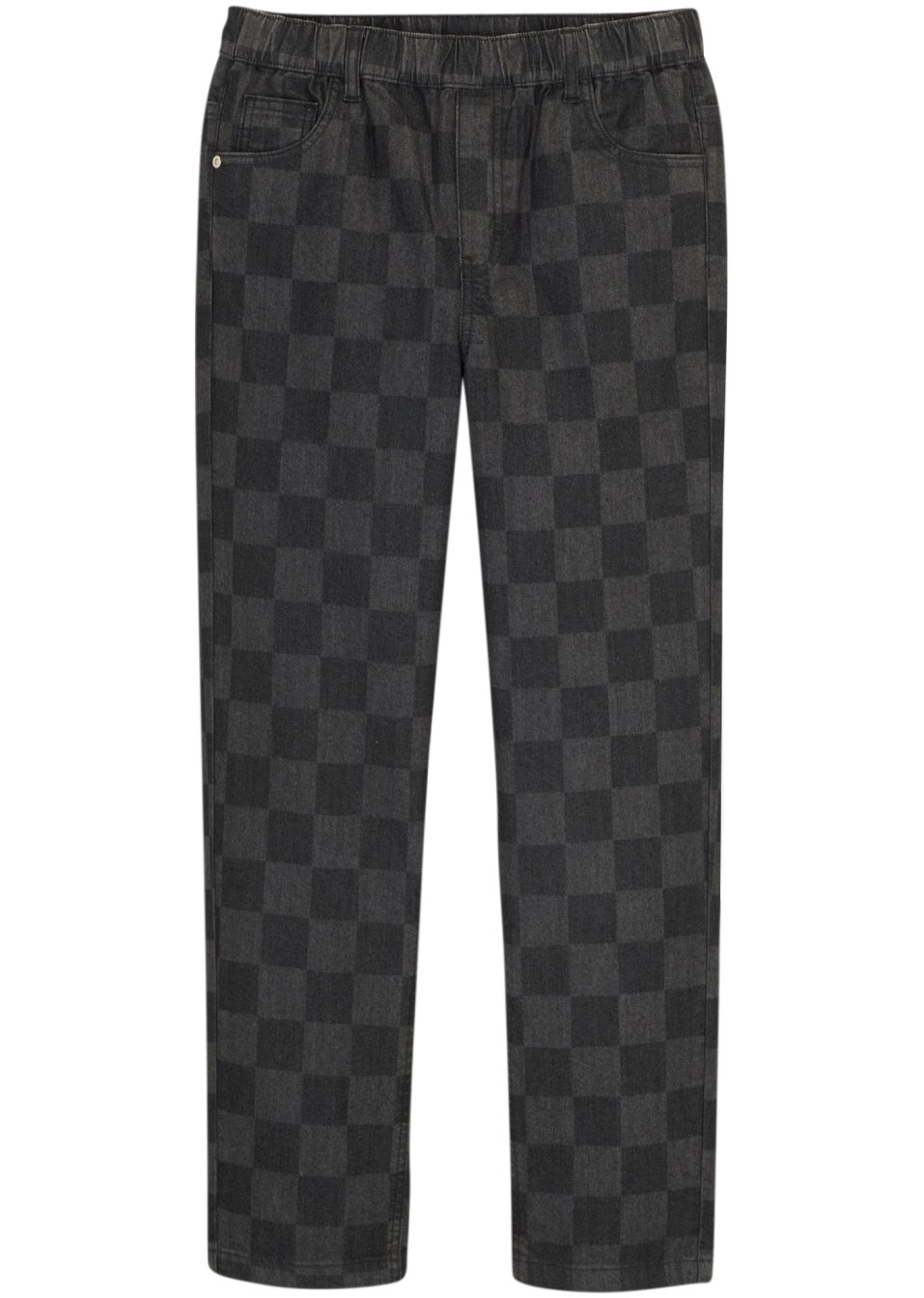 Jean garçon Wide Leg à carreaux, Loose Fit