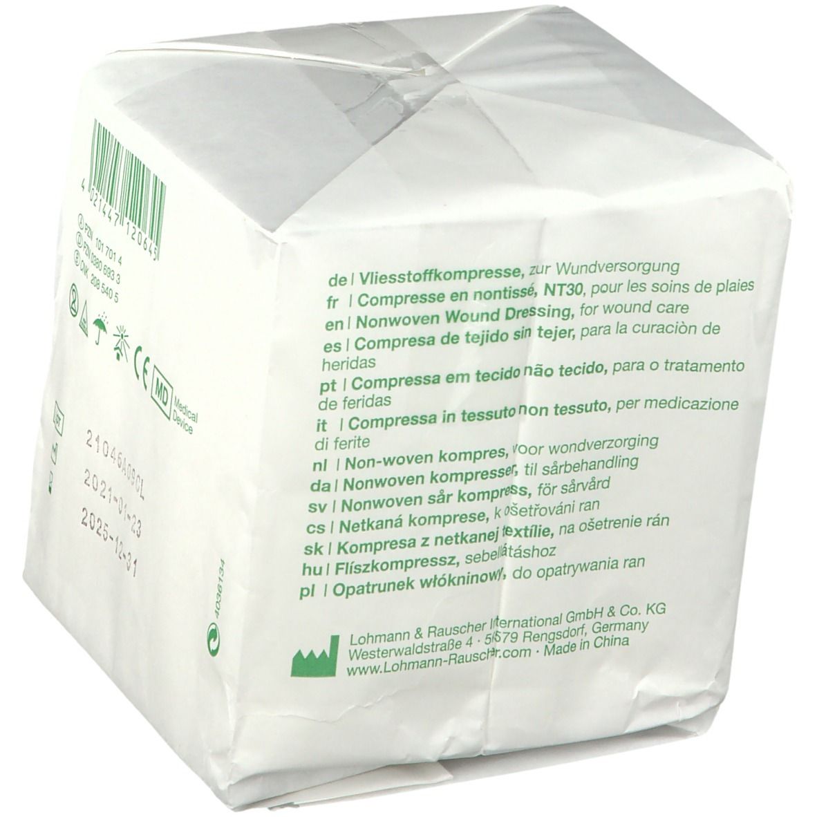 Vliwasoft® Vliesstoffkompresse 10 cm x 10 cm 4lagig unsteril