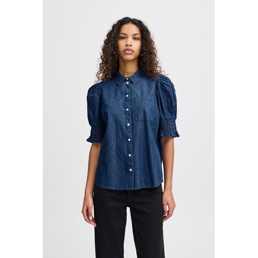 Ichi Borgie Skjorte, Washed Dark Blue, 42
