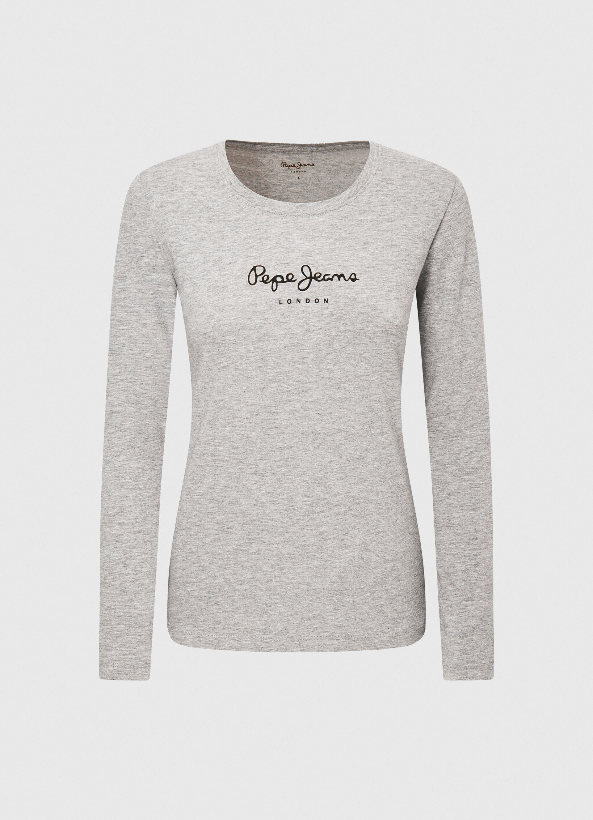 CAMISETA DE ALGODÃO DE MANGA LONGA - cinza mesclado