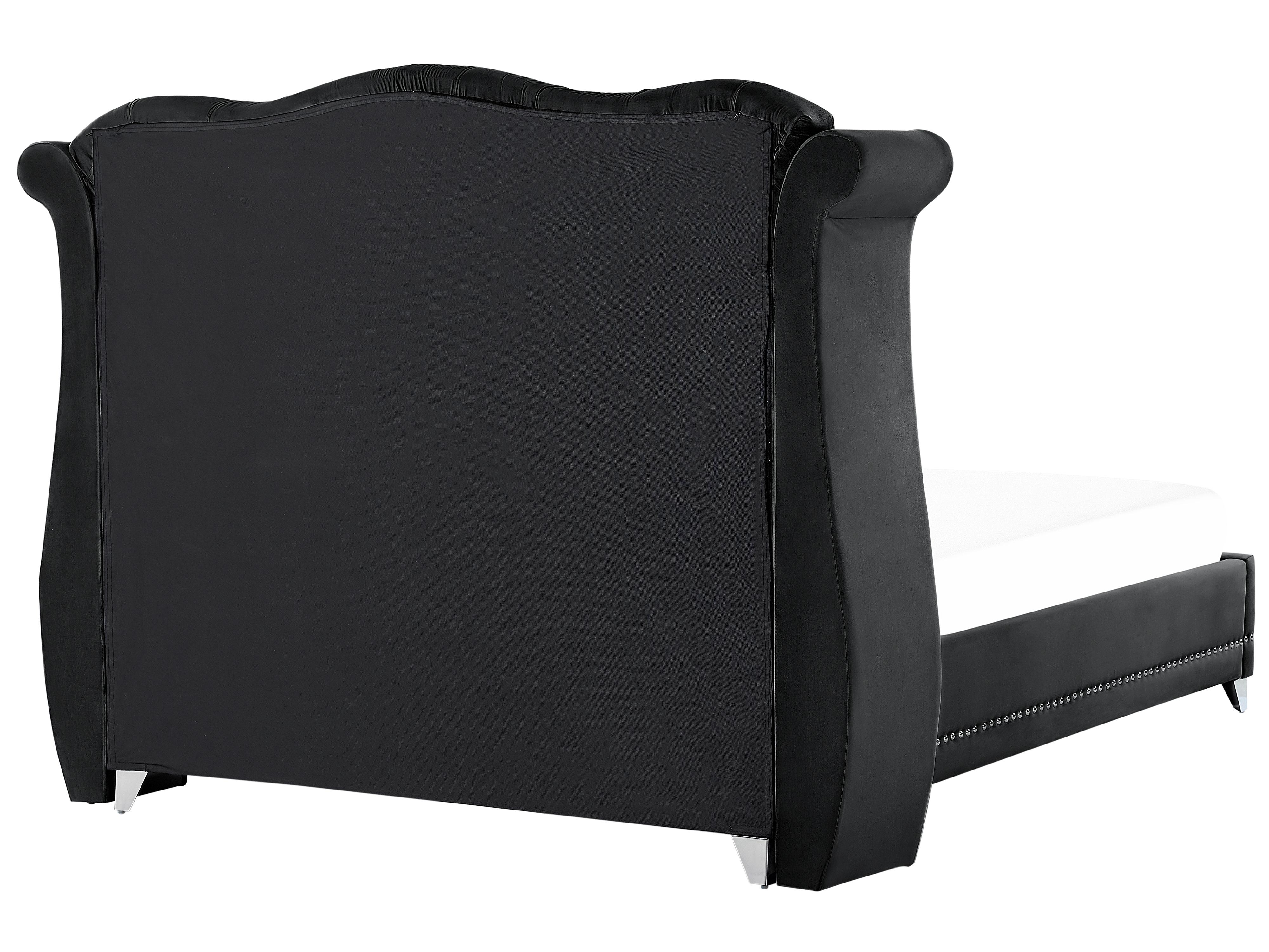 Bed Fluweel AYETTE 160 x 200 cm Zwart