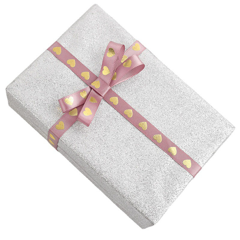 (1cmx35m) Geschenkband Satin Deko Band mit Herz Print - Apricot
