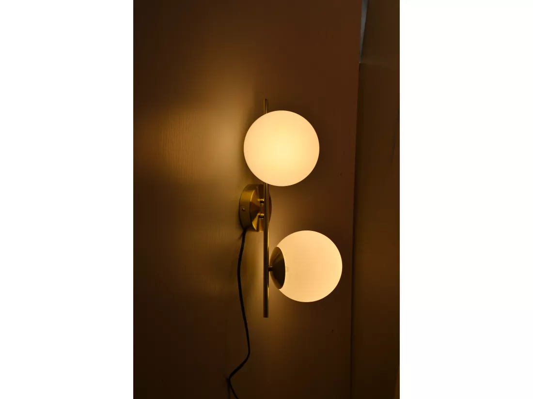 NETTLIFE Applique murale d'intérieur dorée - E27, éclairage mural, 2 ampoules (source de lumière non incluse)
