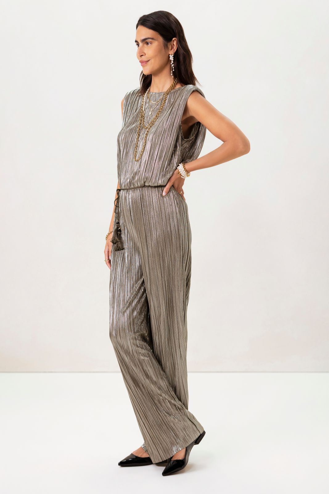 Lichtgroene plissé jumpsuit