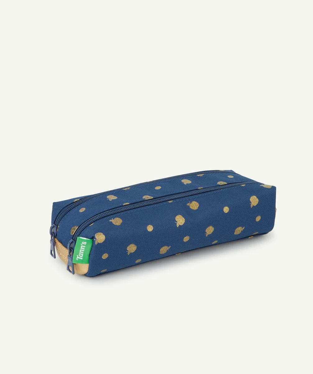 TANN'SLA TROUSSE SCOLAIRE DOUBLE BLEUE À POIS COULEUR DORÉE