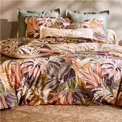 Linge de lit satin motif tropical