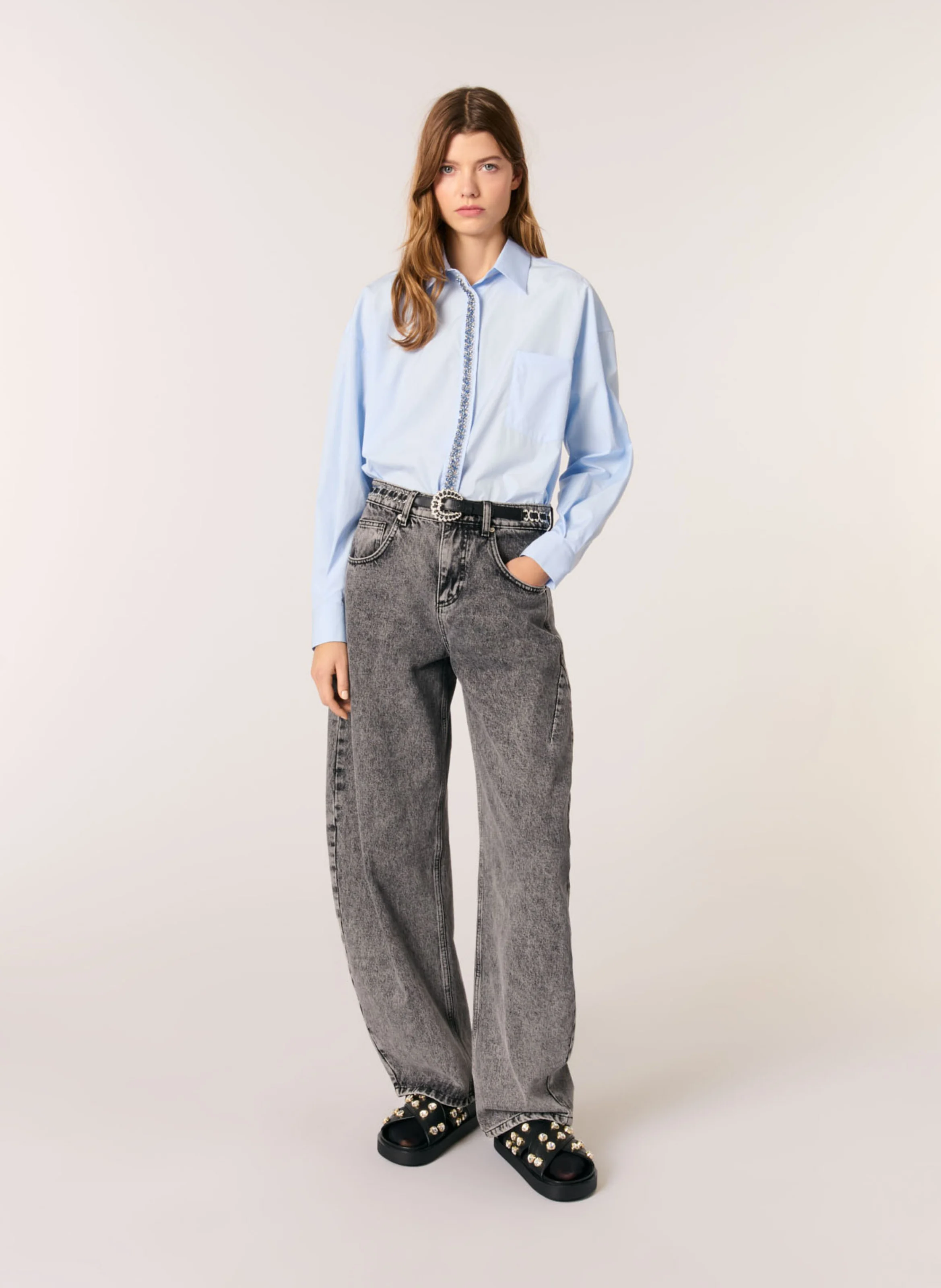 Chemise col classique en coton | Bleu