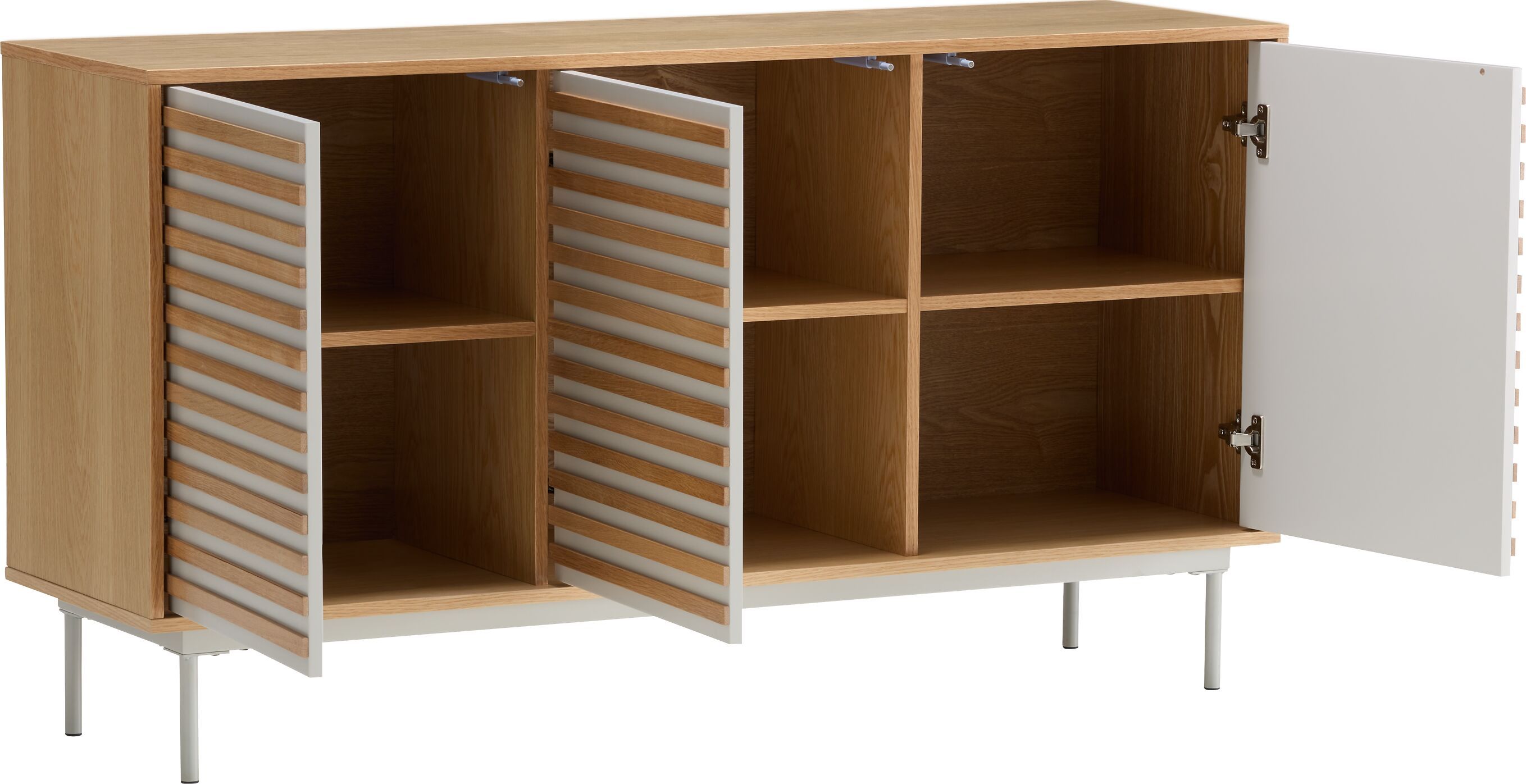 LINE Sideboard - Grau / Braun / B: 140.0 cm x T: 40.0 cm x H: 75.0 cm