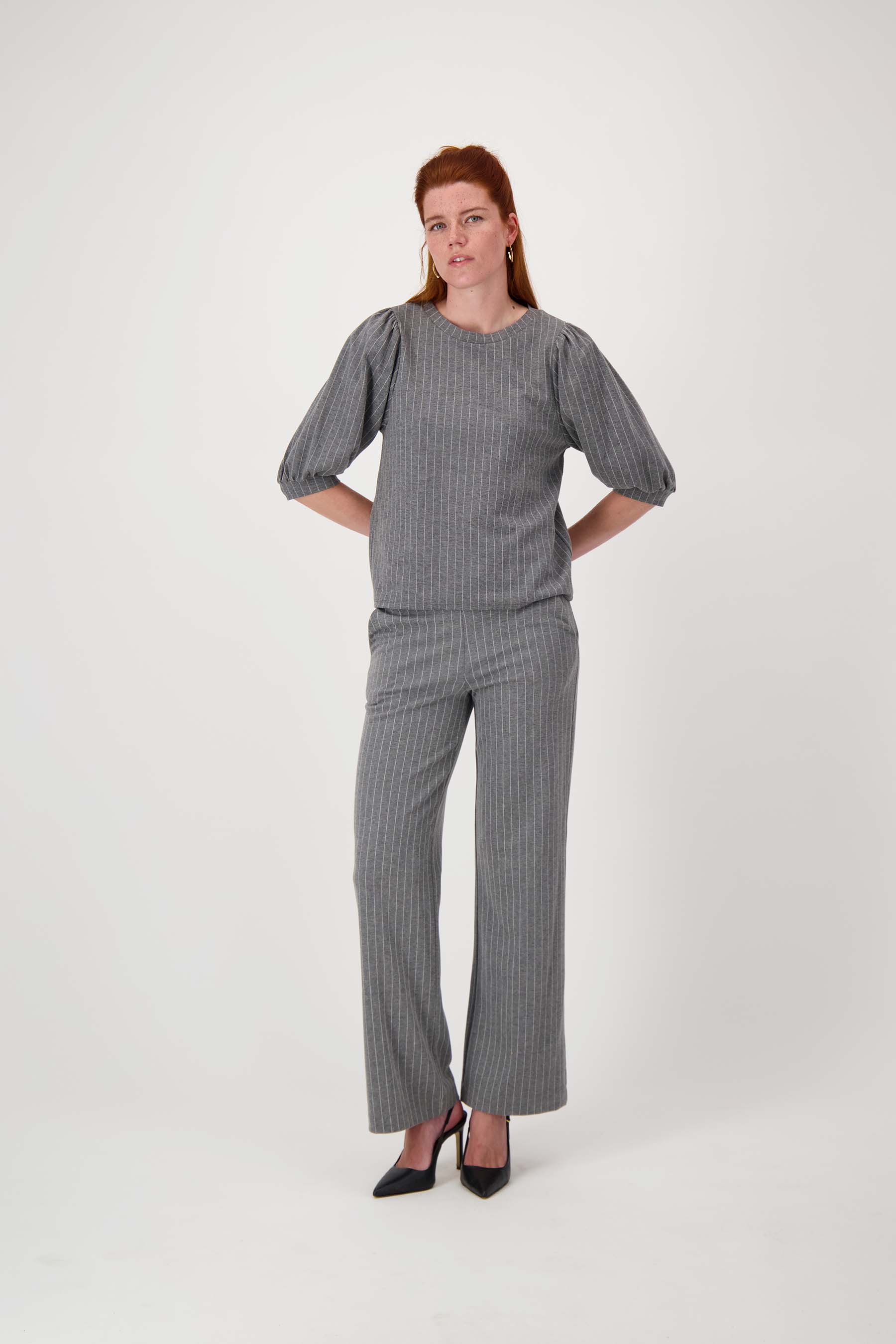 krijtstreep broek met detail