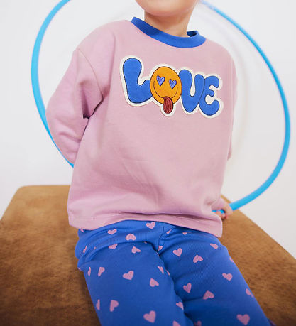 Freds WoRød Leggings - Rib - Heart - Star Blue/Pink Haze
