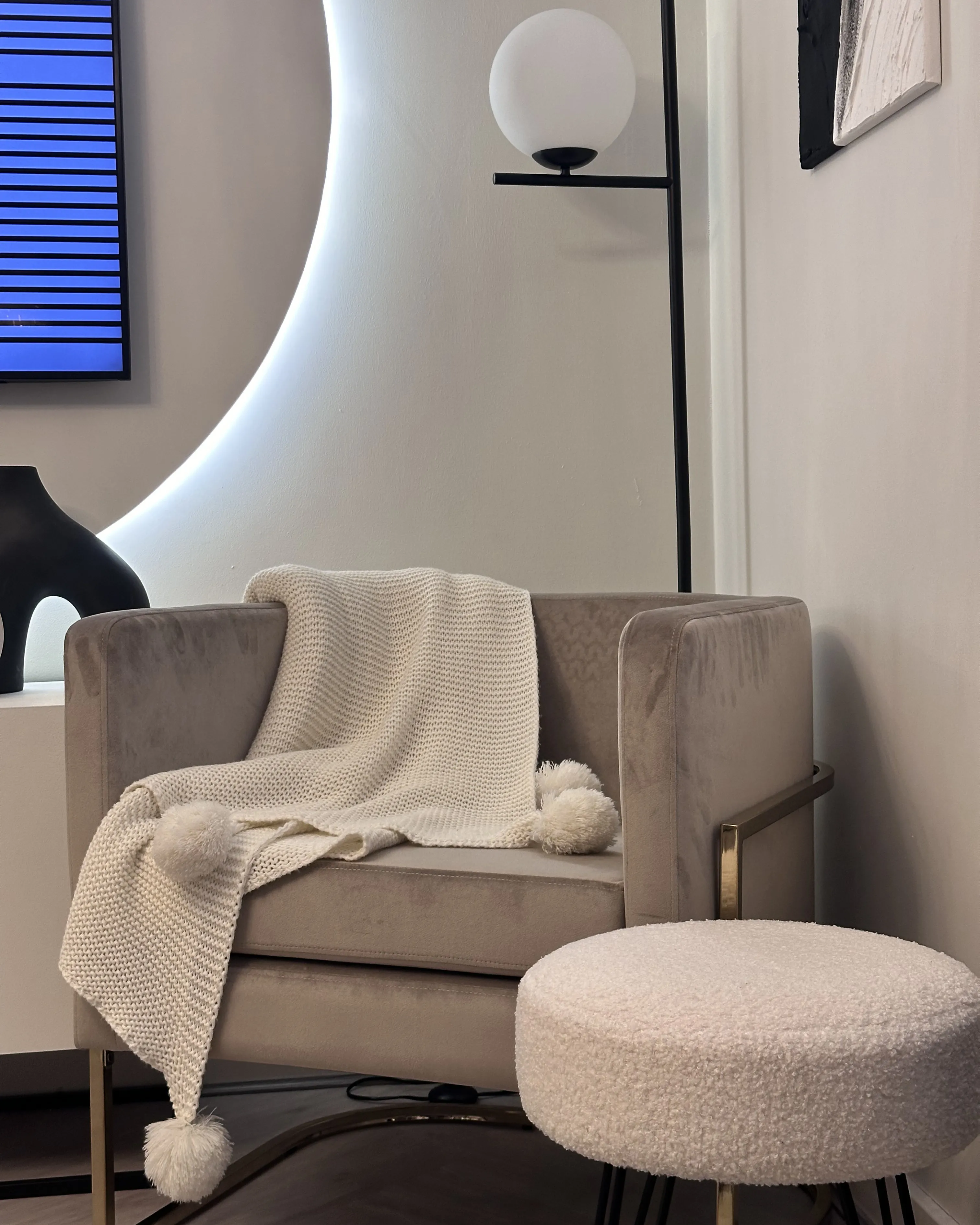 Fauteuil SIRKKA Fluweel Taupe
