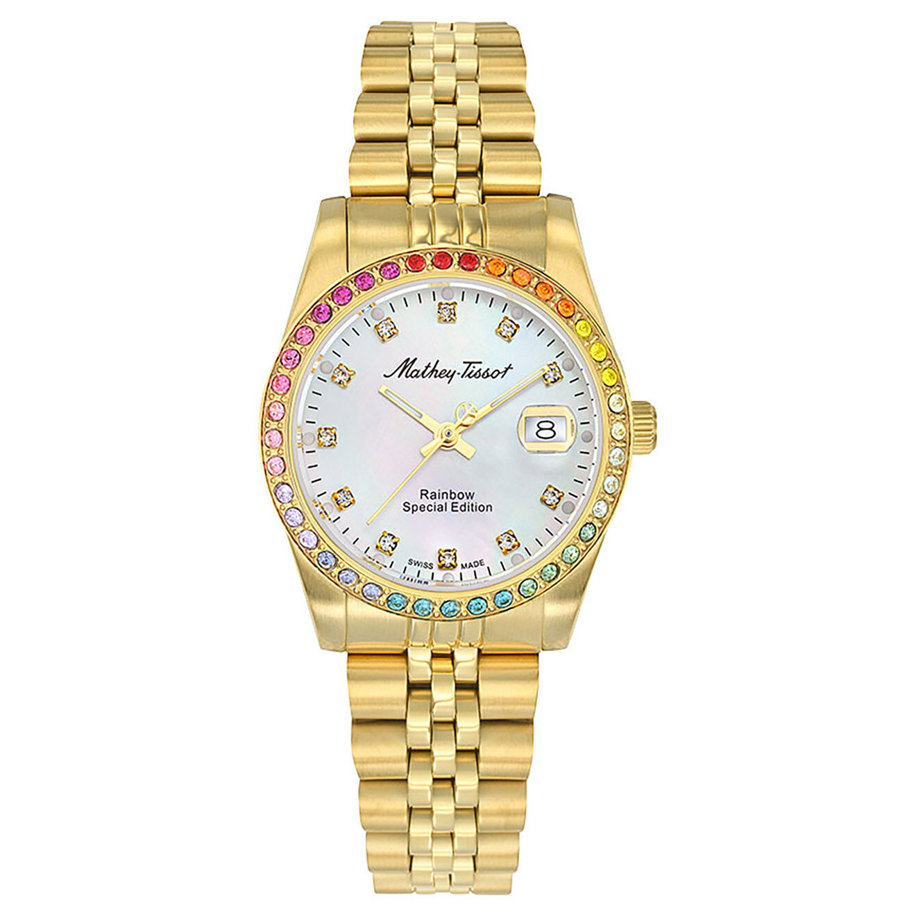 Mathey-Tissot Montre Femme en Acier Quartz Mathy Rainbow dorée