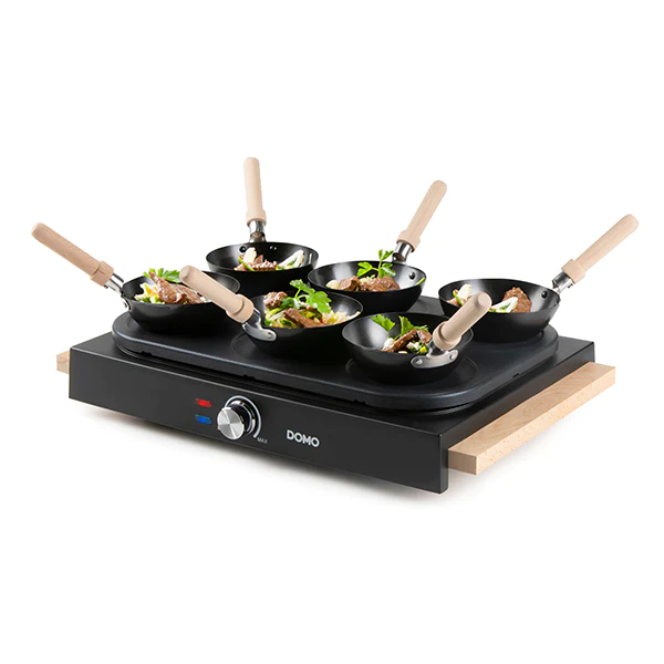 Appareil 2 en 1 mini-woks et mini-crêpes électrique 6 personnes 1000 W