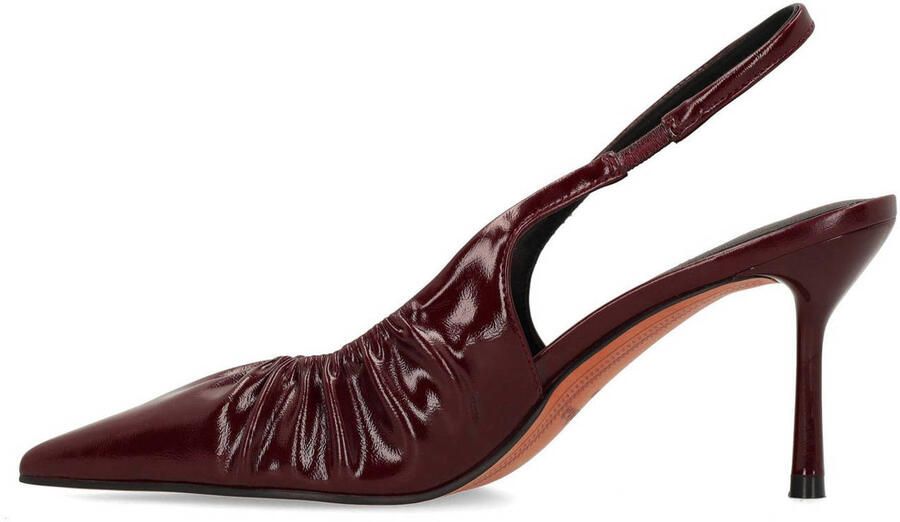 Sacha Dames Burgundy slingback pump met rimpel effect