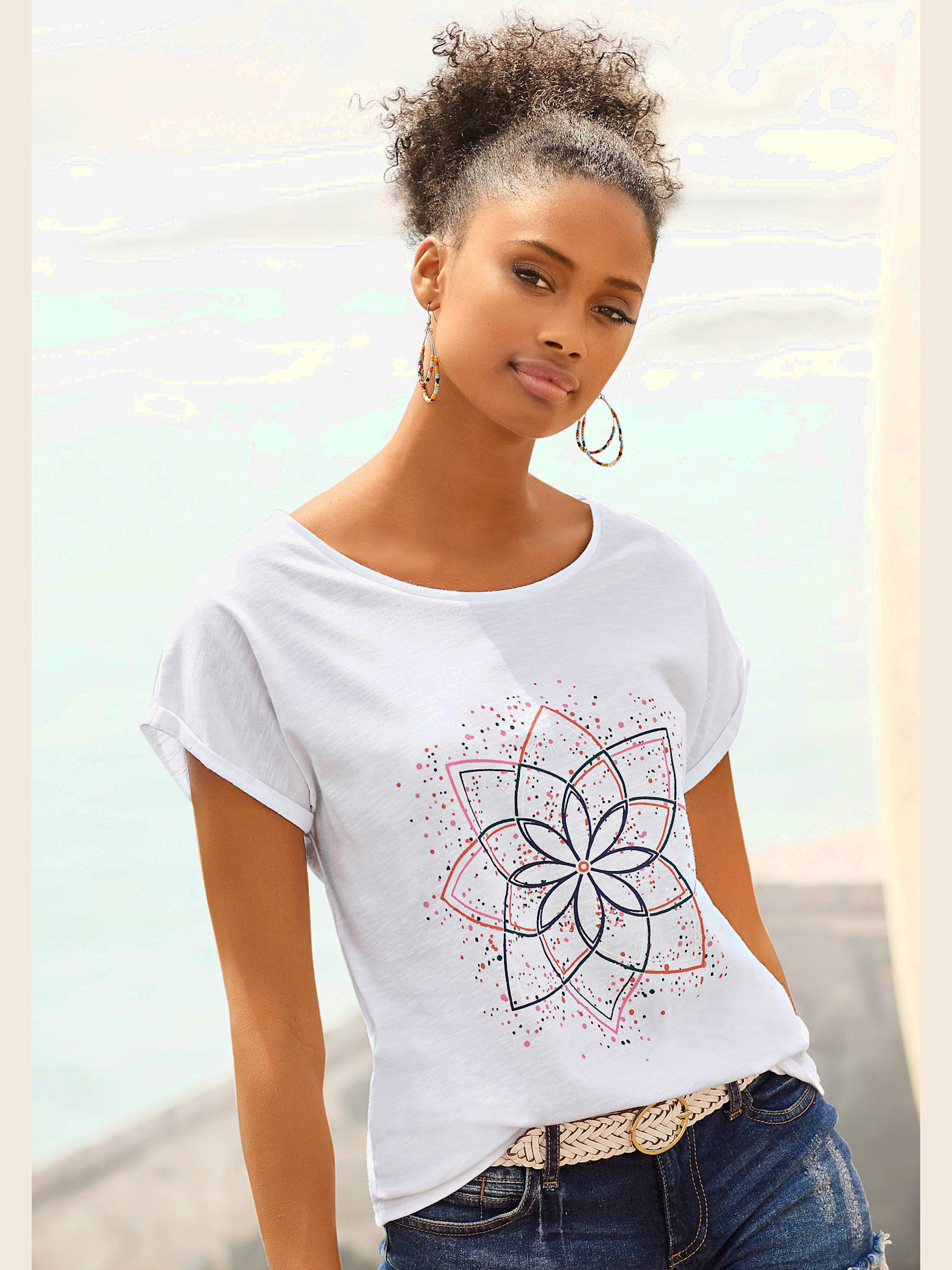 T-shirt buffalo avec ourlet à revers aux manches