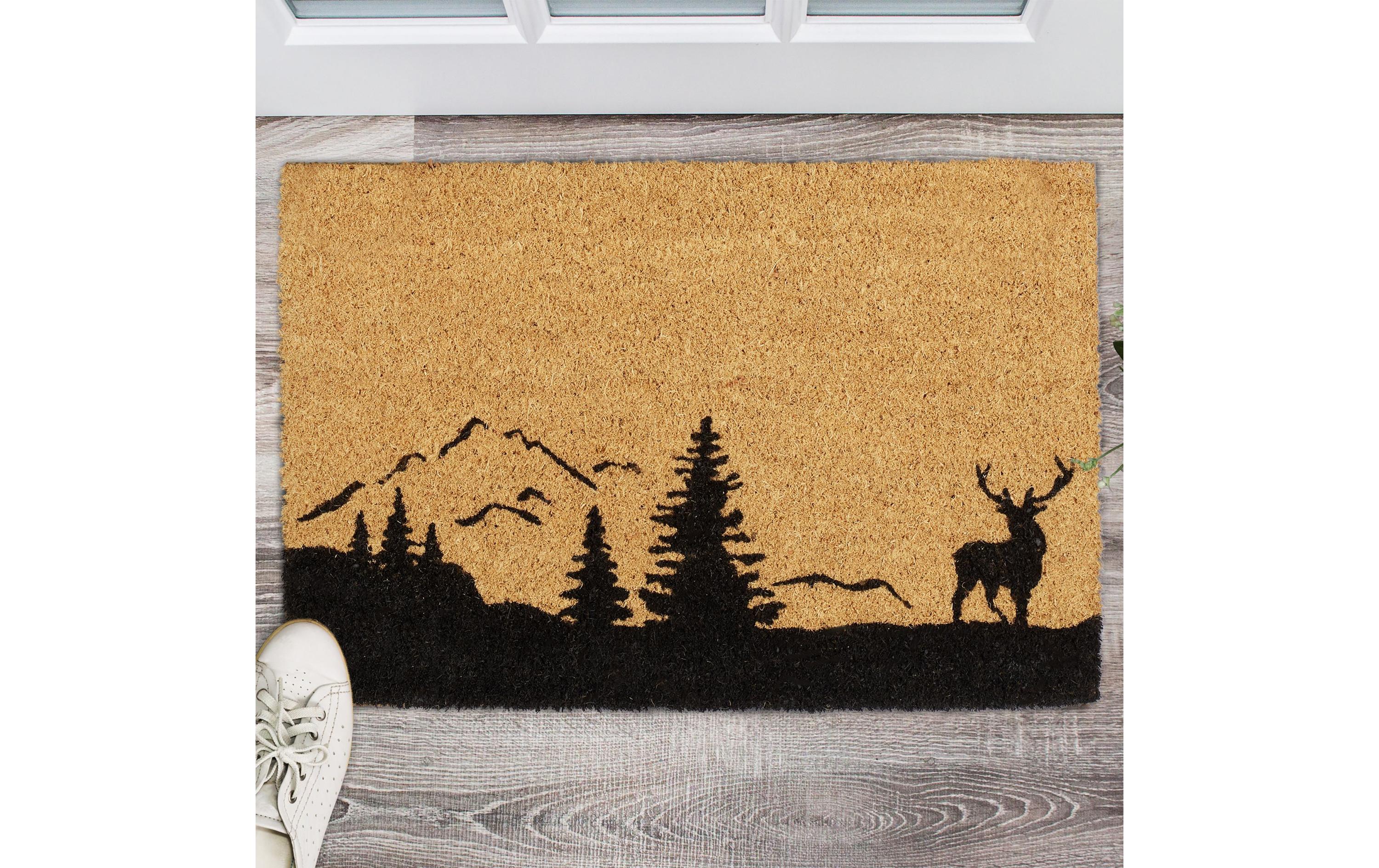 Fussmatte Hirsch & Bäume 42 cm x 62 cmRutschfeste Fussmatte