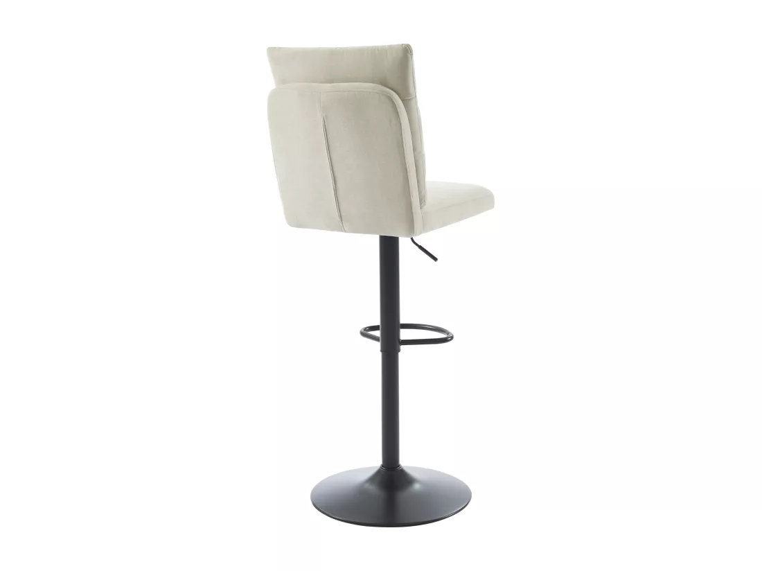 Lot de 2 tabourets de bar en tissu et métal noir - Hauteur réglable - Beige - NORIEL