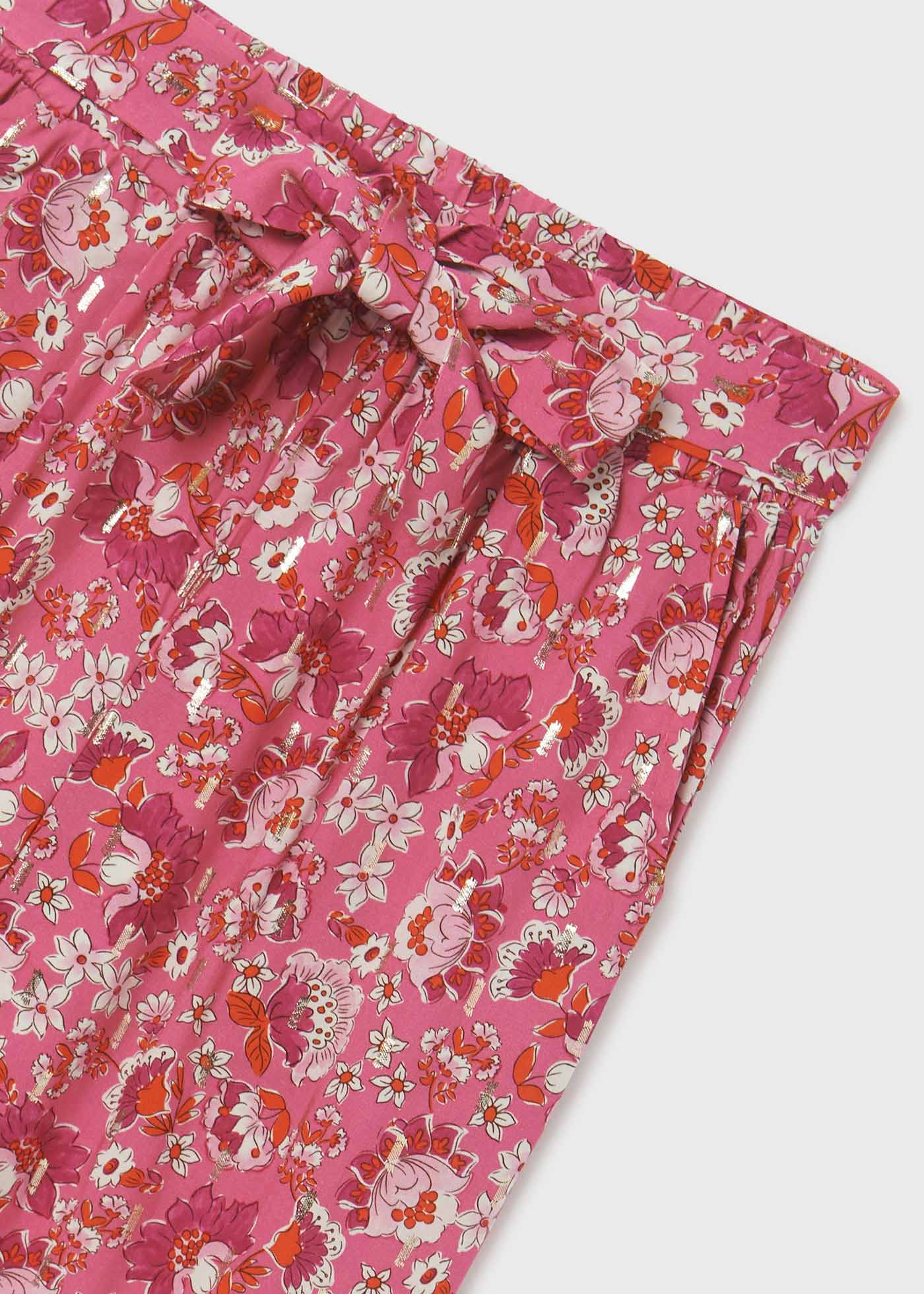 Calças curtas estampadas em viscose para meninas