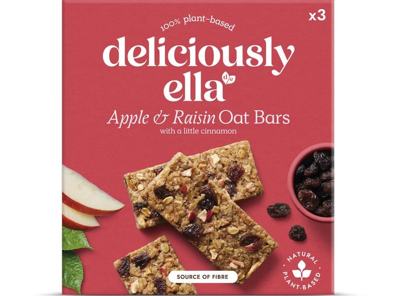 Deliciously Ella Riegel Apfel, Rosine & Zimt 3 x 50 g Gebackener Haferflockenriegel mit Äpfeln, Trauben und Zimt