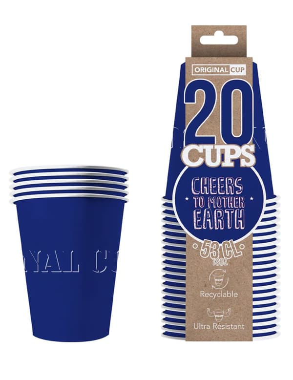 20 blå amerikanske pappkrus resirkulerbare 53 cl. Size-Standard