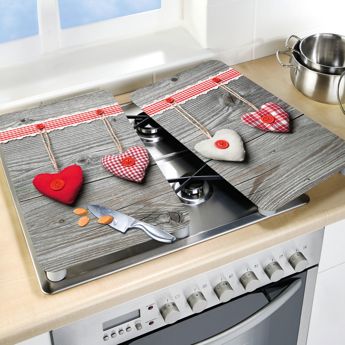 Glas-Abdeckplatten mit Herzen