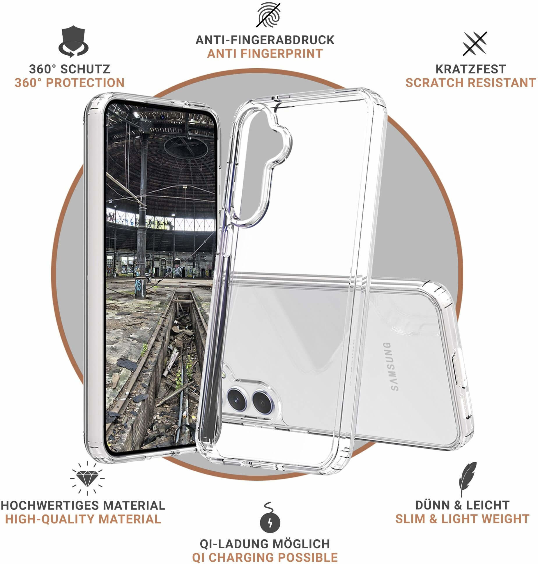 Samsung Galaxy S23 FE Hybrid Hülle TPU Bumper   Acryl Rückseite Pankow (11046) - Transparent