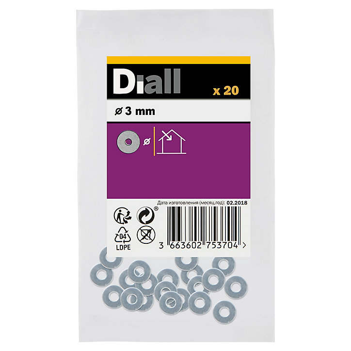 Rondelles plates moyennes en acier au carbone ø 3mm - 20 pièces