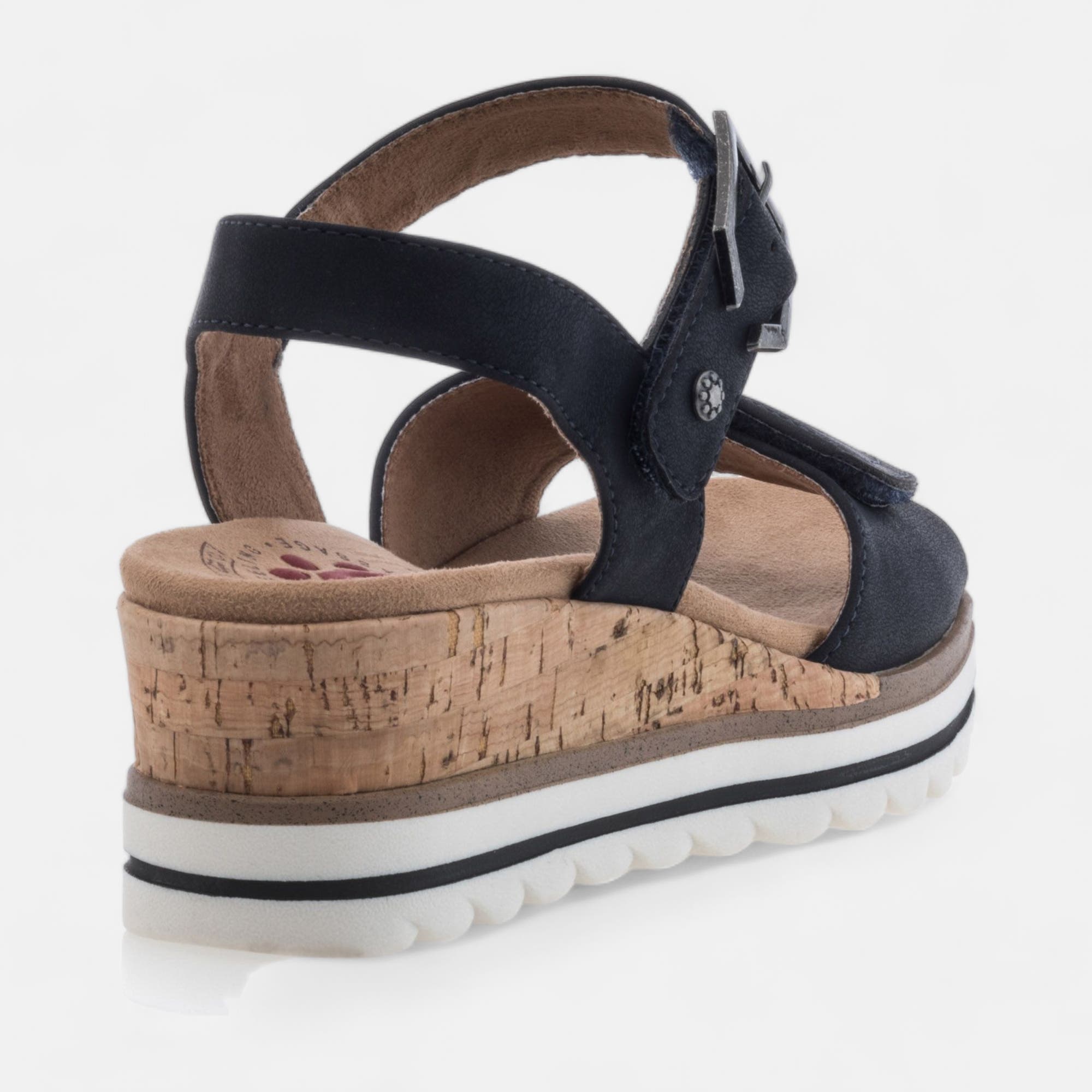 Sandales à talon compensé Femme bleu marine