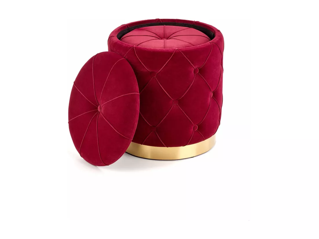 Poufs gigognes en velours bordeaux avec base en acier doré ECHO