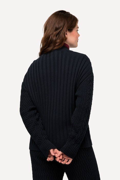 Strickjacke, Strickmuster, V-Ausschnitt, Biobaumwolle