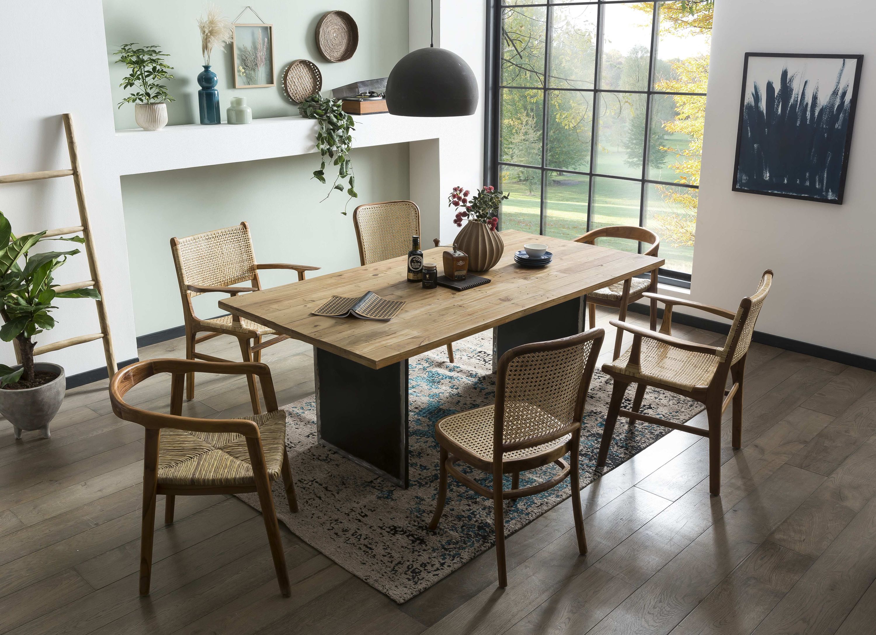 Armlehnstuhl Teakholz Essstuhl Küchenstuhl Wohnzimmer Küche Esszimmer Stuhl