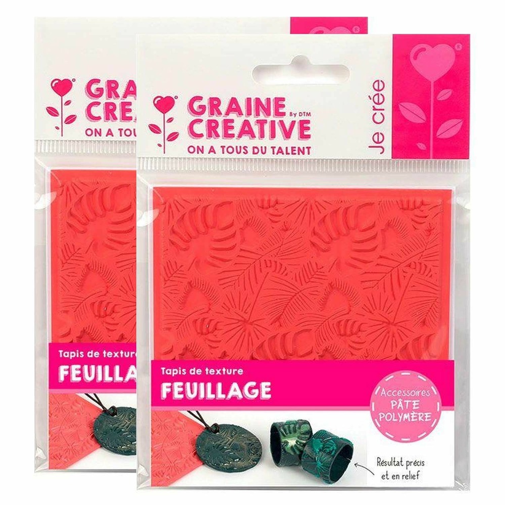 2 tapis de texture pour pâte polymère - feuillage