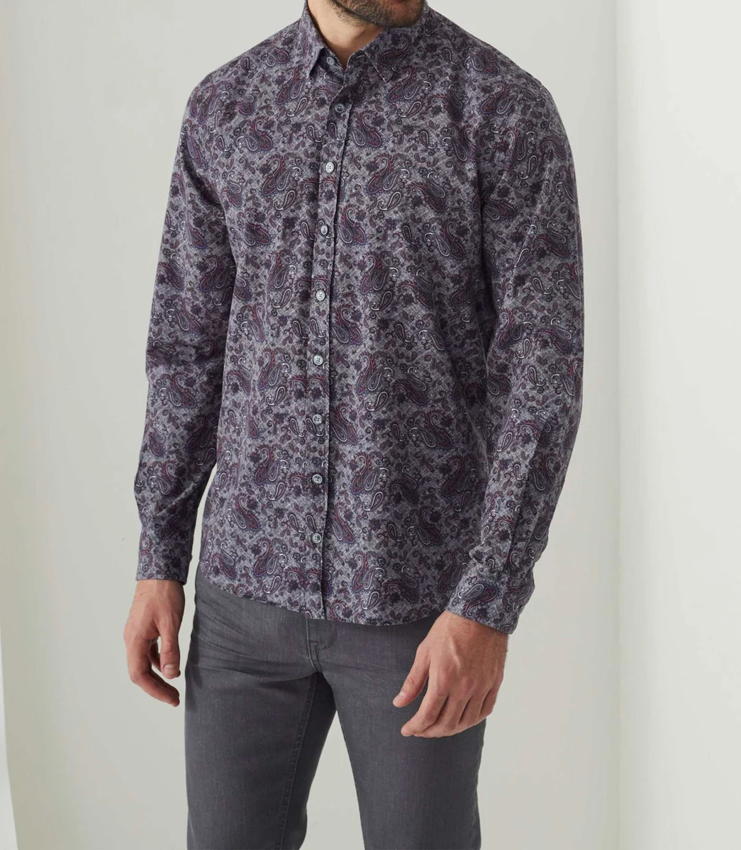 Chemise casual imprimée grise 
