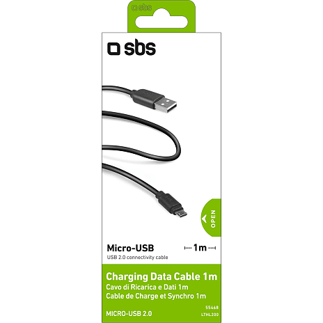 SBS lightning kabel 1 meter - sort