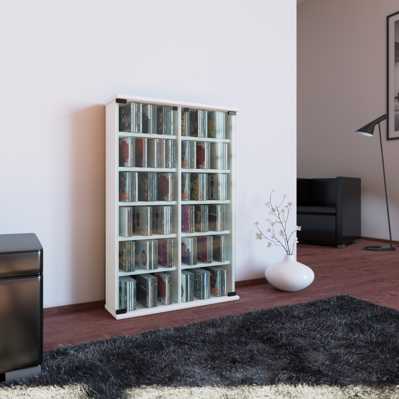 Vitrine - weiß - 60 cm breit - für 300 CDs