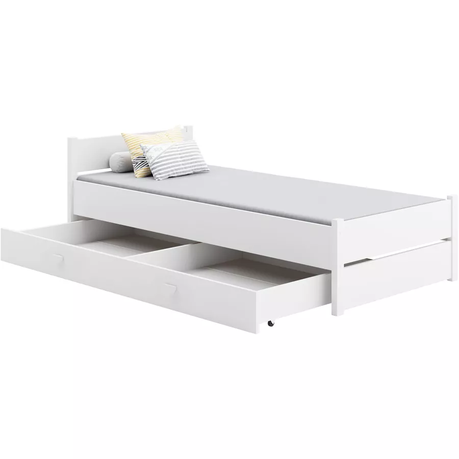 Kids Collective Kinderbett Jugendbett 90x200 mit Schublade & Lattenrost weiß mit Matratze