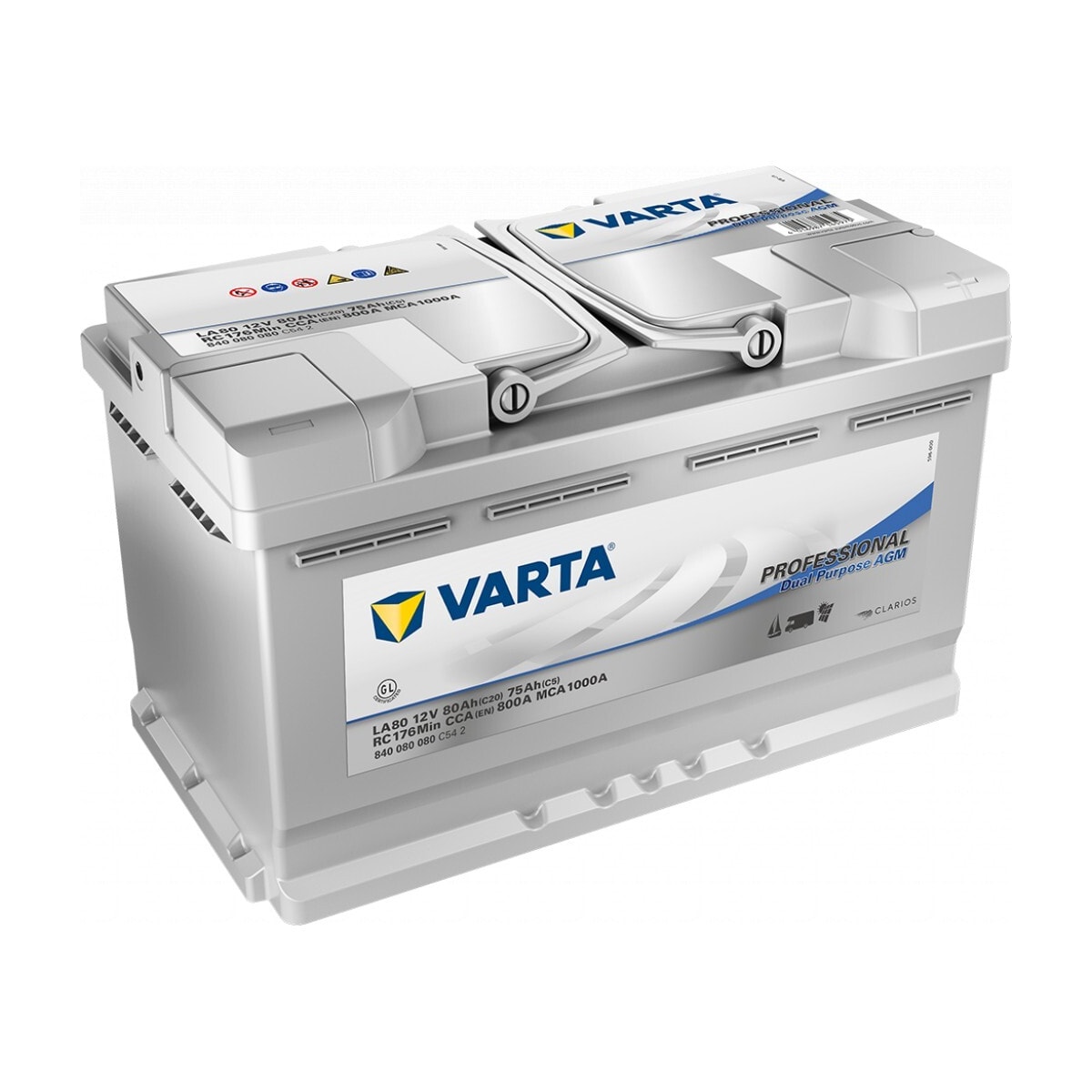 VARTA Fritidsbatteri AGM Batteri 12V 80AH 800CCA (315x175x190/190mm) +høyre LA80
