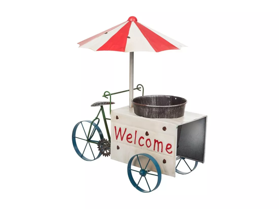 Tricycle porte-fleurs en métal 49x34x52h