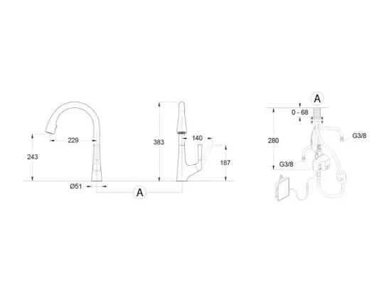 Mitigeur cuisine JACOB DELAFON Forte Bec douchette extractible en inox brossé