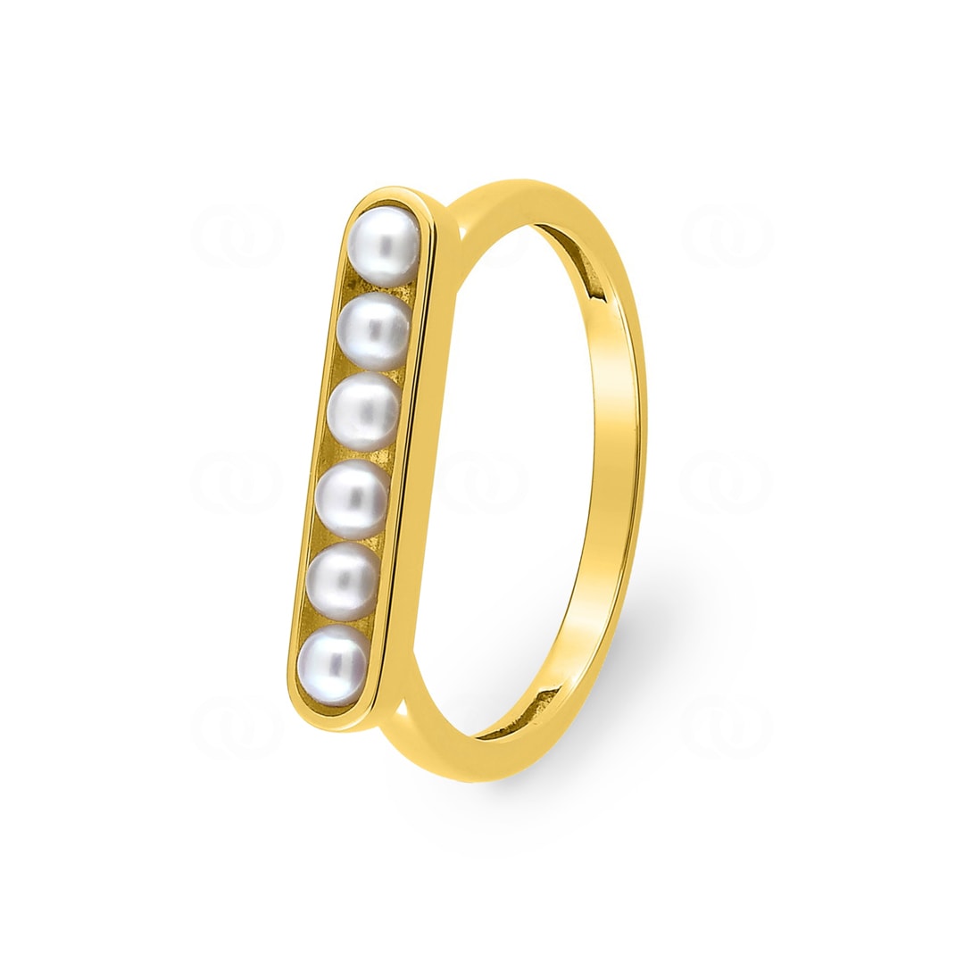 Damenring 750/18 K Gelbgold mit Süsswasserzuchtperlen Ø 2.5mm