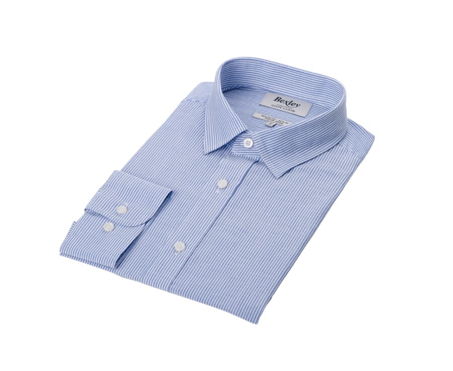 Chemise coton et lin Bleu Océan et liseré Blanc - EDIBERT