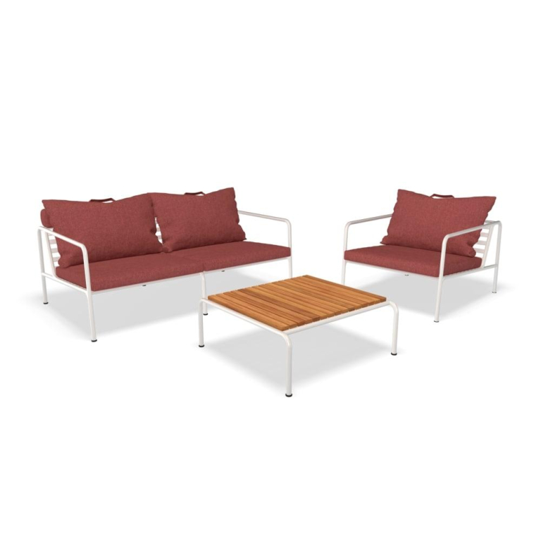 Houe Avon Ottoman voetenbank frame wit stof Leaf