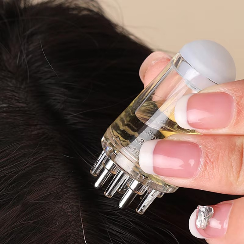 (25x55mm) Mini Haaröl Applikator Kopfhaut Massage Bürste - Transparent