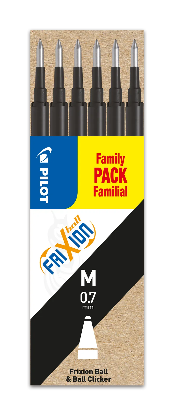 Refill Pilot FriXion Medium 0.7 mm sort - (6 stk.)