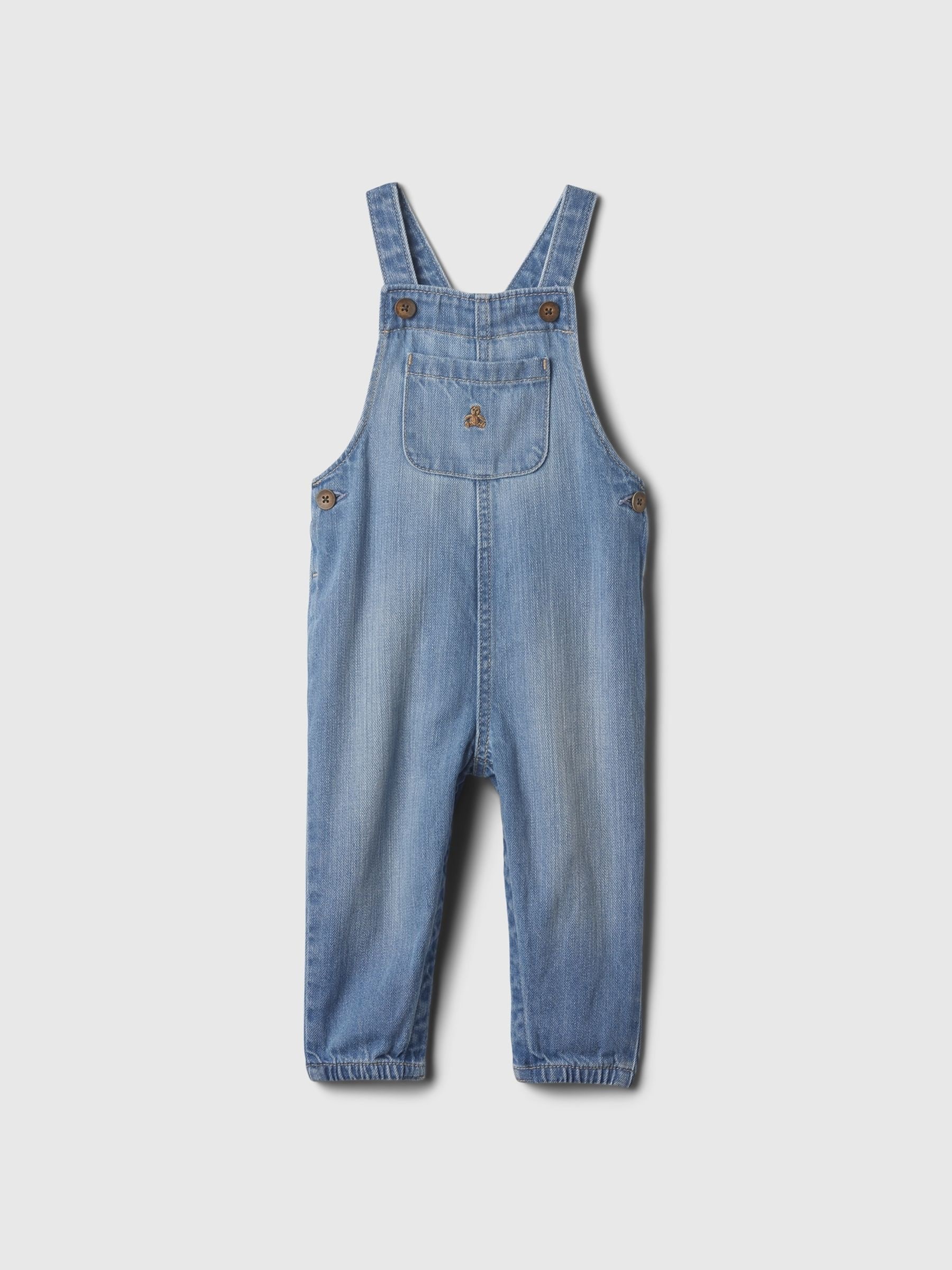 Blauw - Gap katoenen denim tuinbroek (0-24mnd)