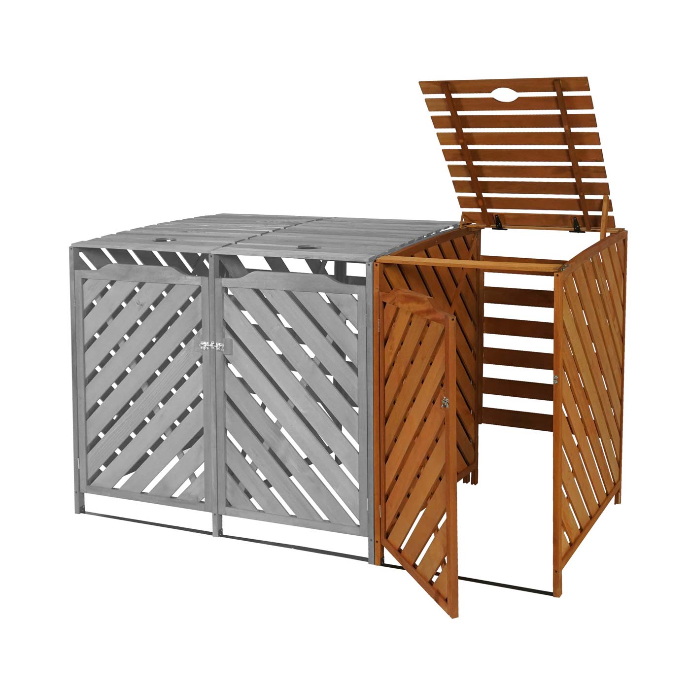 XL 1er-/2er-Mülltonnenverkleidung Erweiterung MCW-J44, Mülltonnenbox, 120x68x98cm Holz MVG-zertifiziert ~ braun