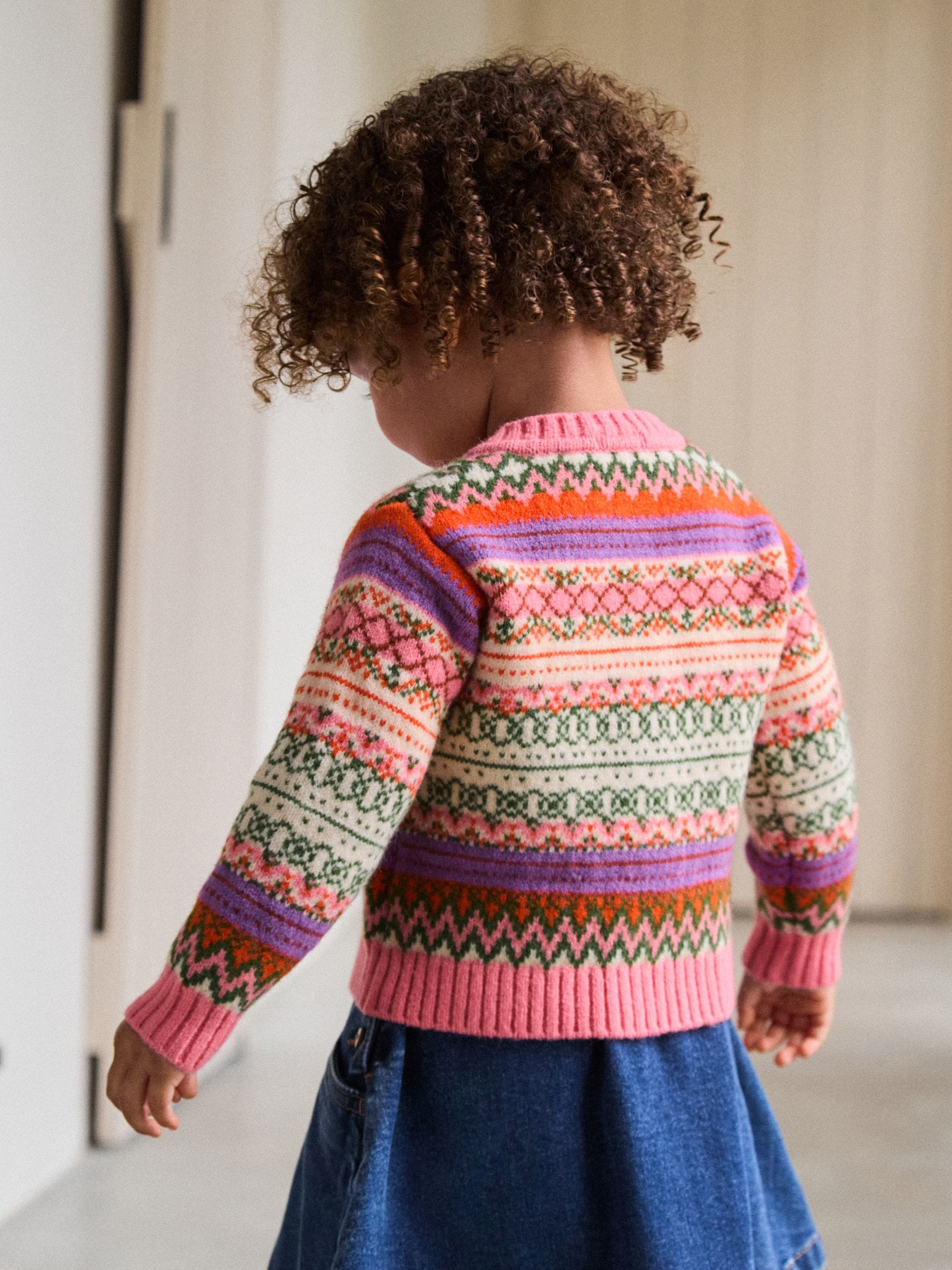 Roze - Vest met fairisle-patroon (3mnd -7jr)
