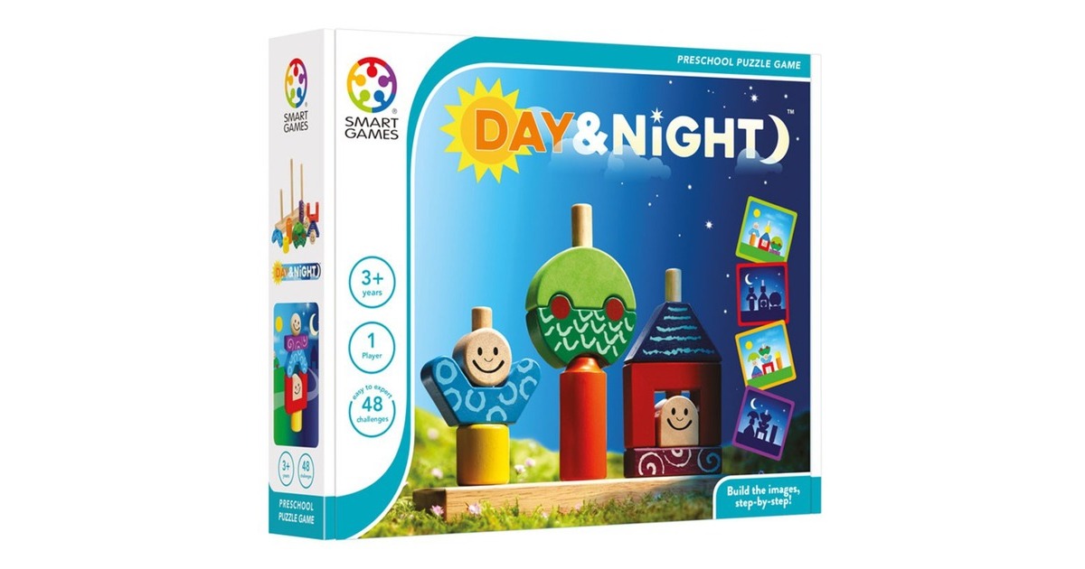 SmartGamesDay & Night Denkspel  (Nederlands, 1 speler, Vanaf 2 jaar, 48 opdrachten)